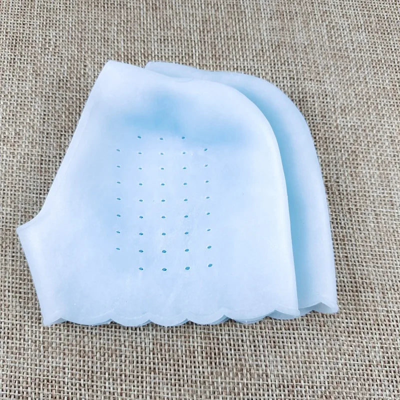 1Pair Silicone Feet Care Socks Anti-Cracking Moisturizing Gel Heel Thin Socks Lace Heel Cover with Hole Foot Skin Care Protector