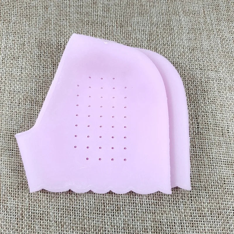 1Pair Silicone Feet Care Socks Anti-Cracking Moisturizing Gel Heel Thin Socks Lace Heel Cover with Hole Foot Skin Care Protector