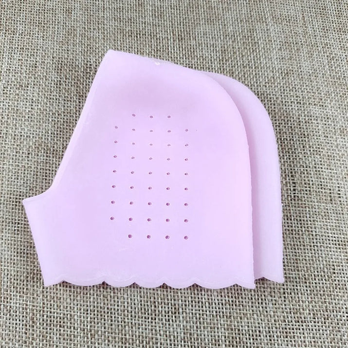 1Pair Silicone Feet Care Socks Anti-Cracking Moisturizing Gel Heel Thin Socks Lace Heel Cover with Hole Foot Skin Care Protector