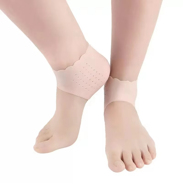 1Pair Silicone Feet Care Socks Anti-Cracking Moisturizing Gel Heel Thin Socks Lace Heel Cover with Hole Foot Skin Care Protector