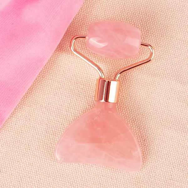 Double Head Crystal Jade Roller Massage Spa Natural Pink Face Massagers Gua Sha Natural Stone Gua Sha Tools Reducing Wrinkles